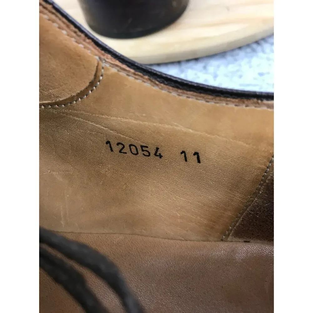 Magnanni Mens 11 Brown Leather Plain Toe Career Office Oxford Derby Dress Shoe